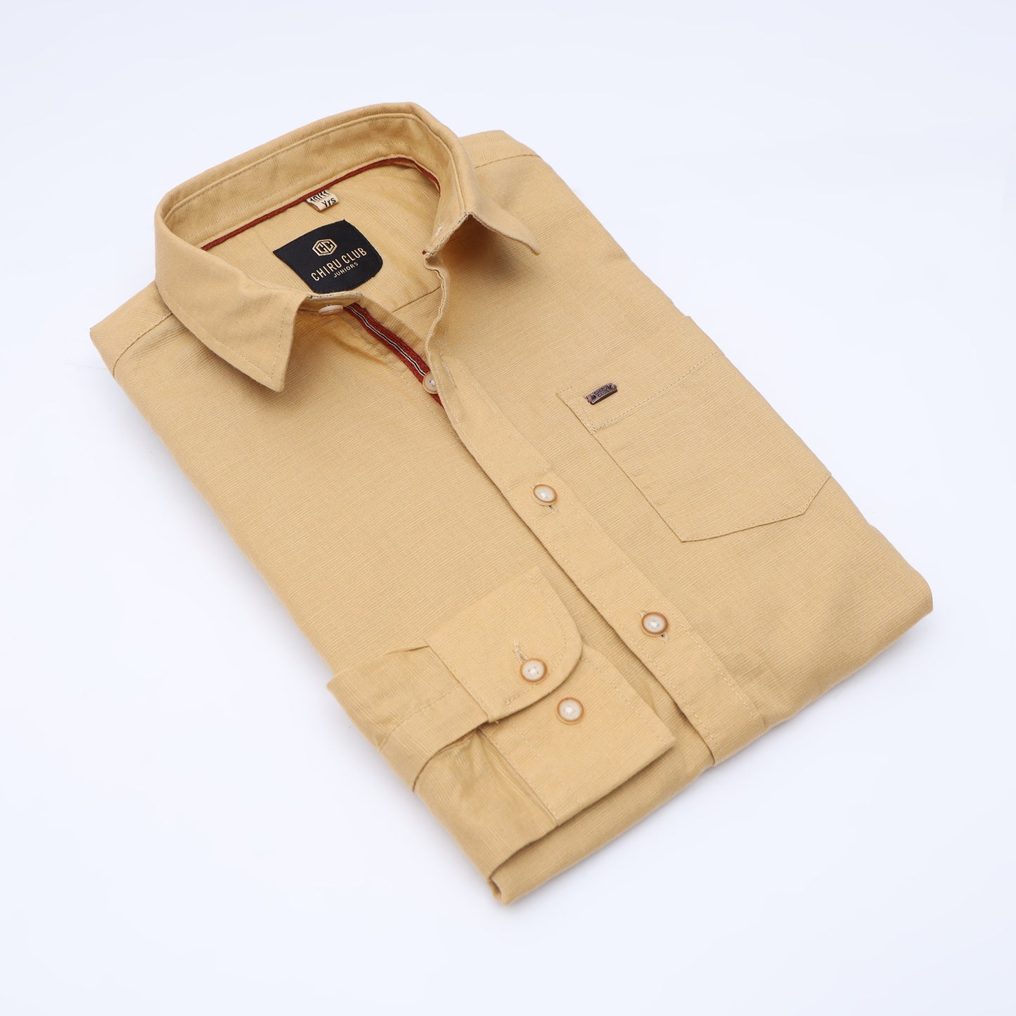 Gold Cotton Linen Solid Shirt for Boys