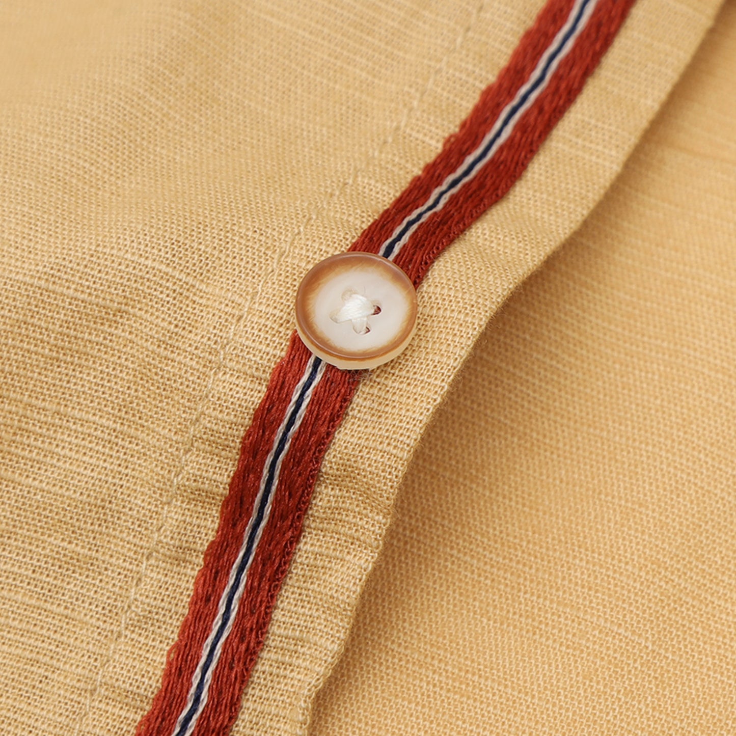 Gold Cotton Linen Solid Shirt for Boys