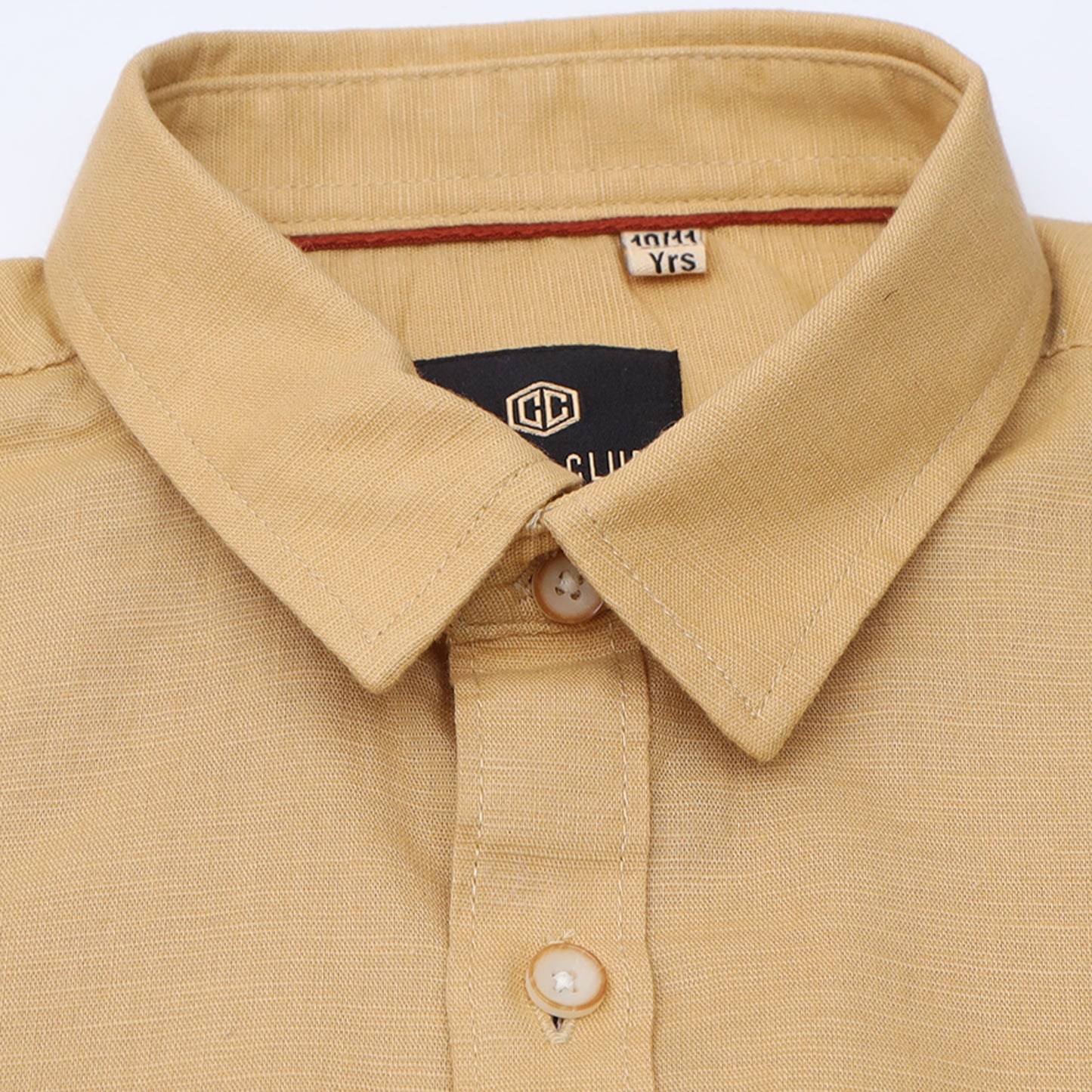 Gold Cotton Linen Solid Shirt for Boys