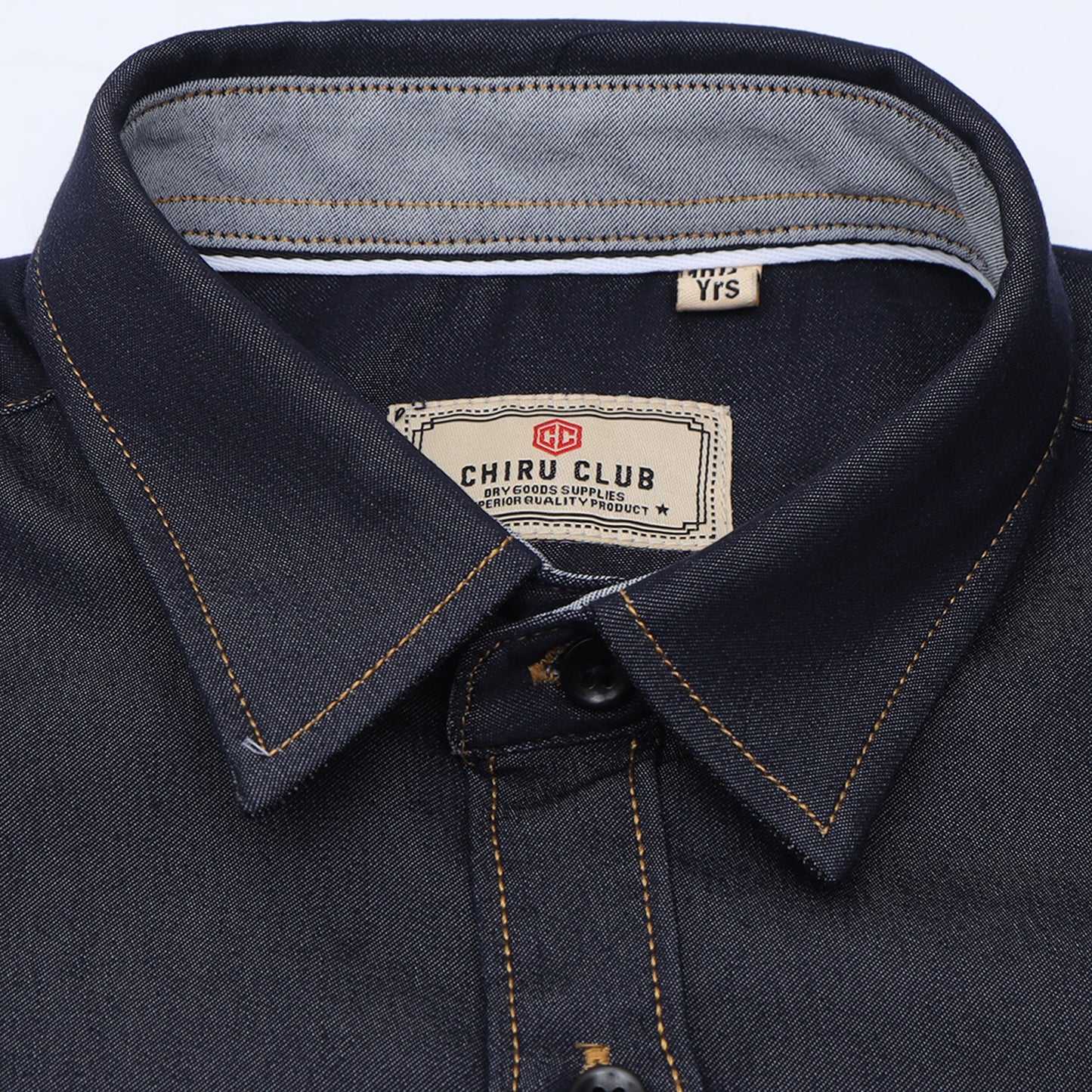 Grey Denim Lycra Solid Shirt for Boys