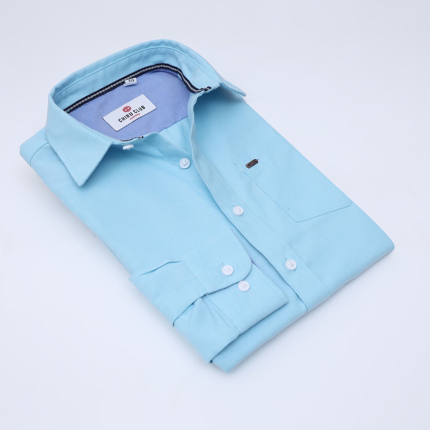 Aqua Blue Oxford Solid Shirt for Boys