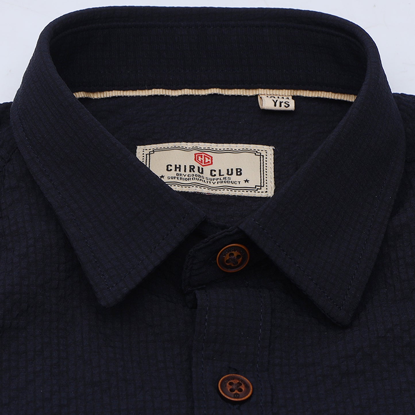 Navy Blue Solid Popcorn Shirt for Boys