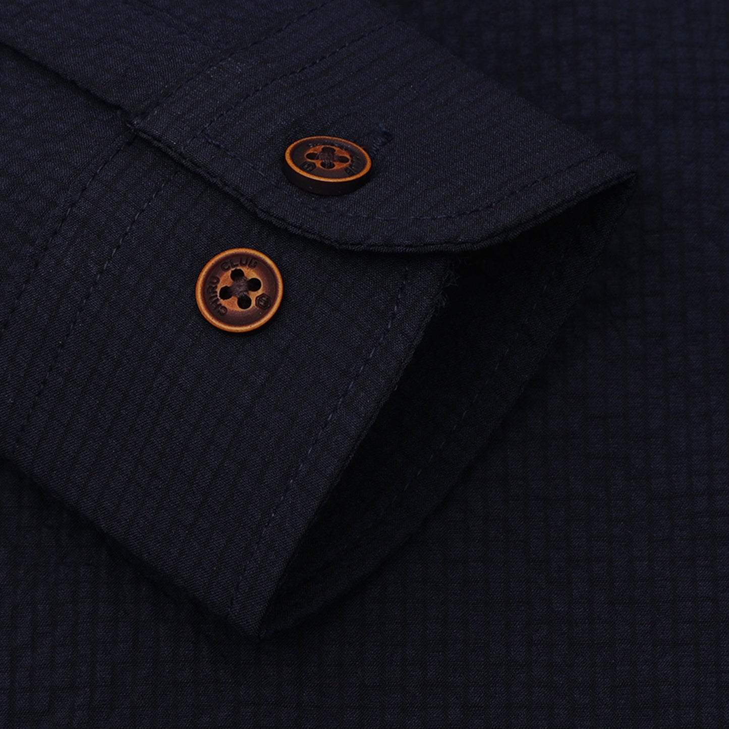 Navy Blue Solid Popcorn Shirt for Boys