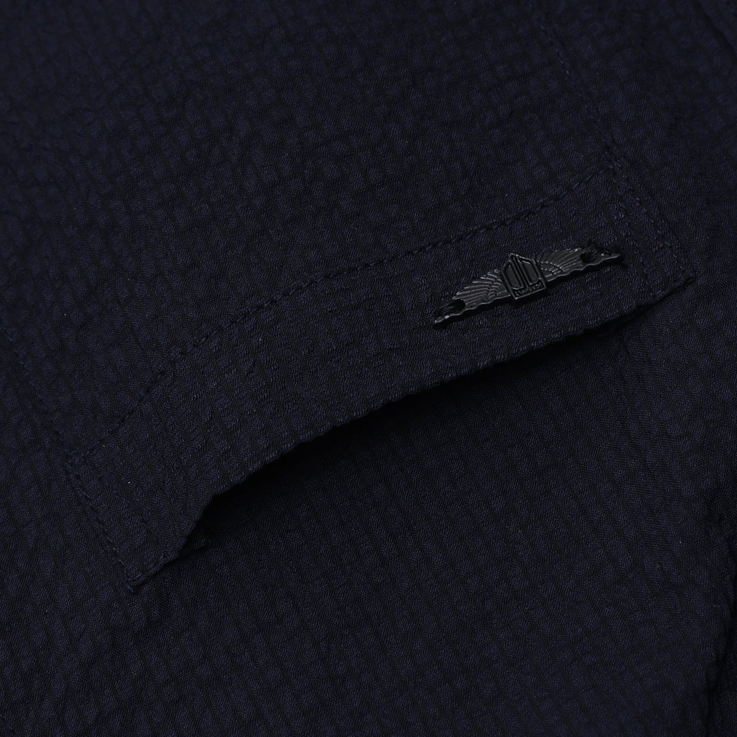 Navy Blue Solid Popcorn Shirt for Boys