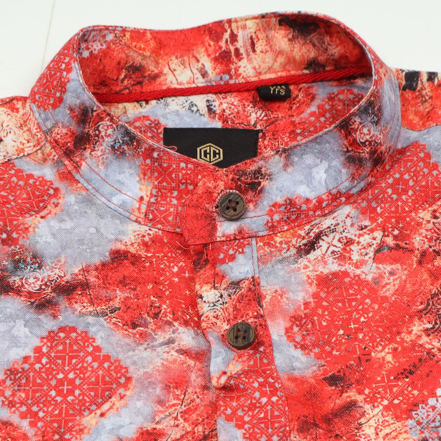 Red Digital Printed Rayon Shirt For Boys