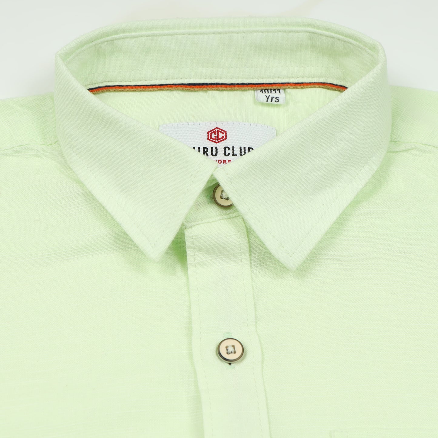 Pista Green Cotton Linen Solid Shirt For Boys