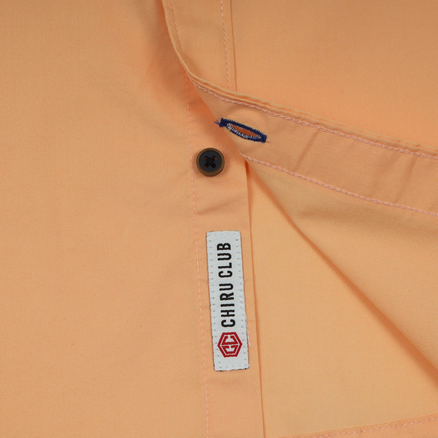 Peach Poplin Lycra Solid Shirt For Boys