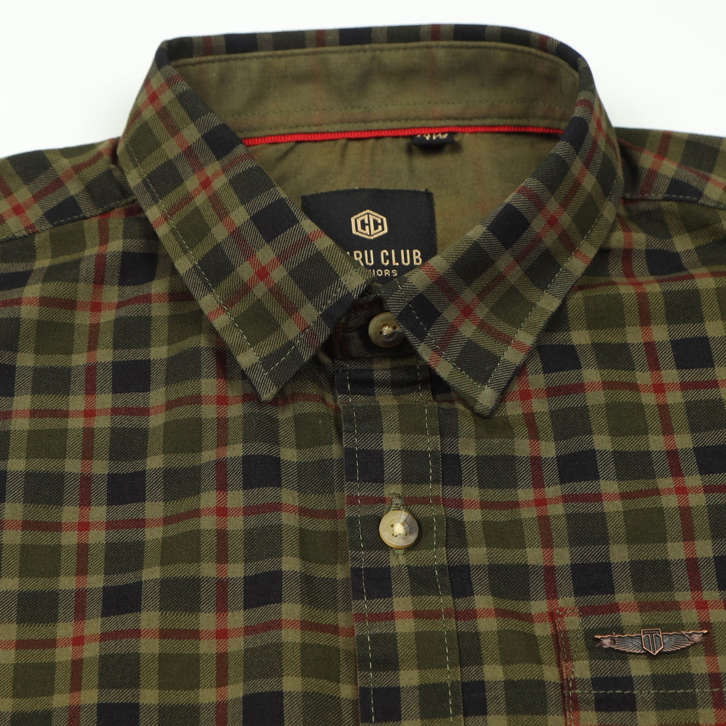 Olive Laffer Checks Shirt For Boys