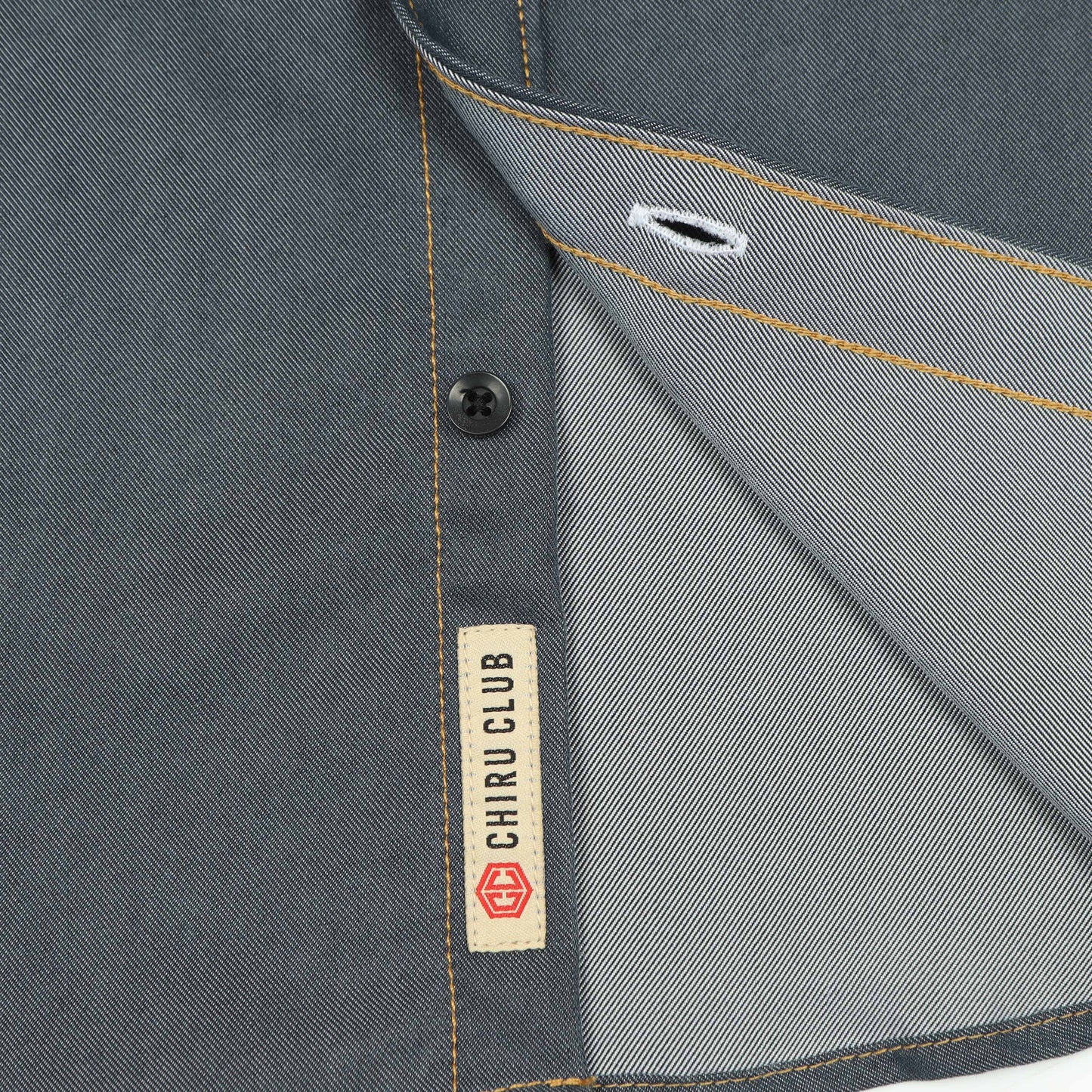 Bluish Grey Denim Lycra Solid Shirt For Boys