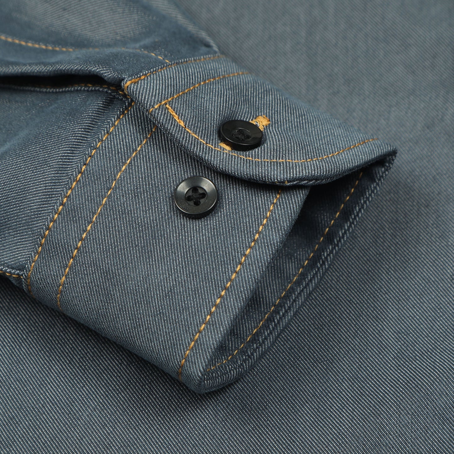 Bluish Grey Denim Lycra Solid Shirt For Boys