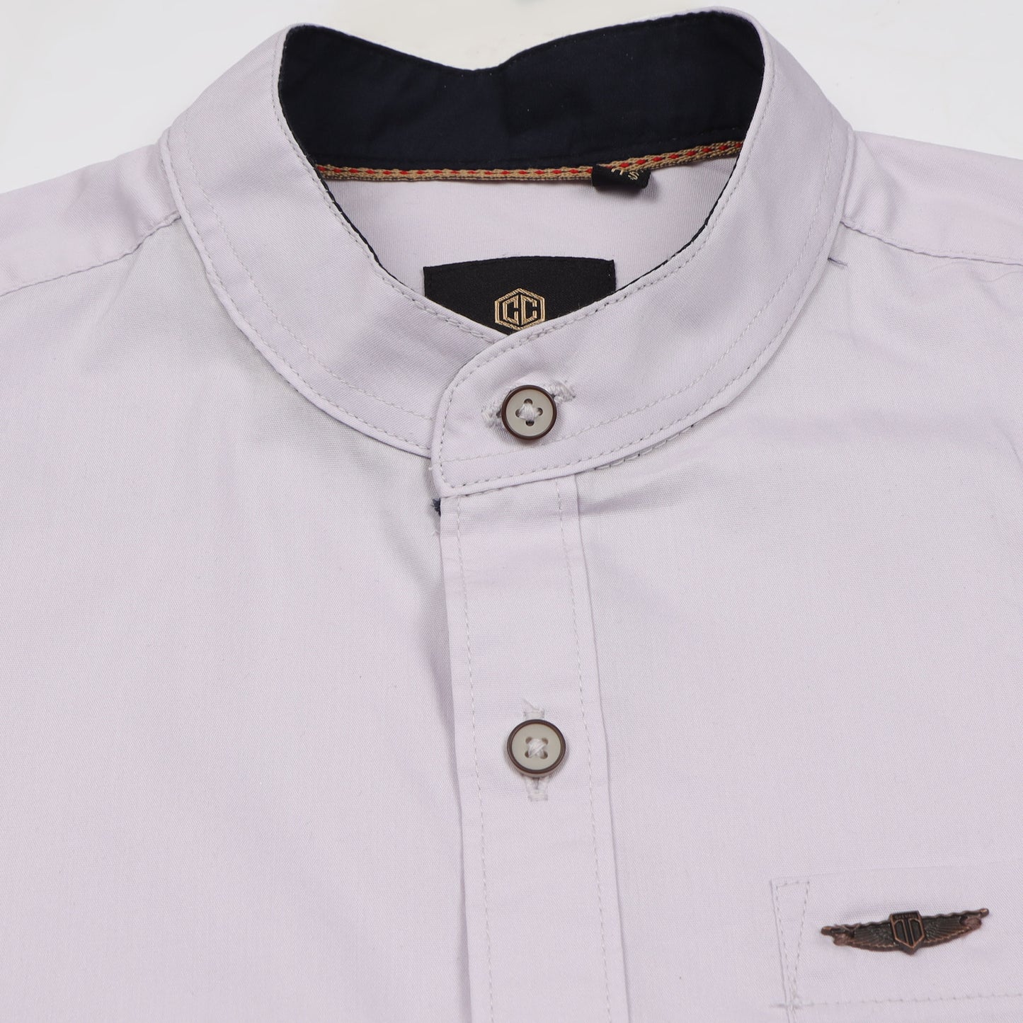 Off White Poplin Lycra Solid Shirt
