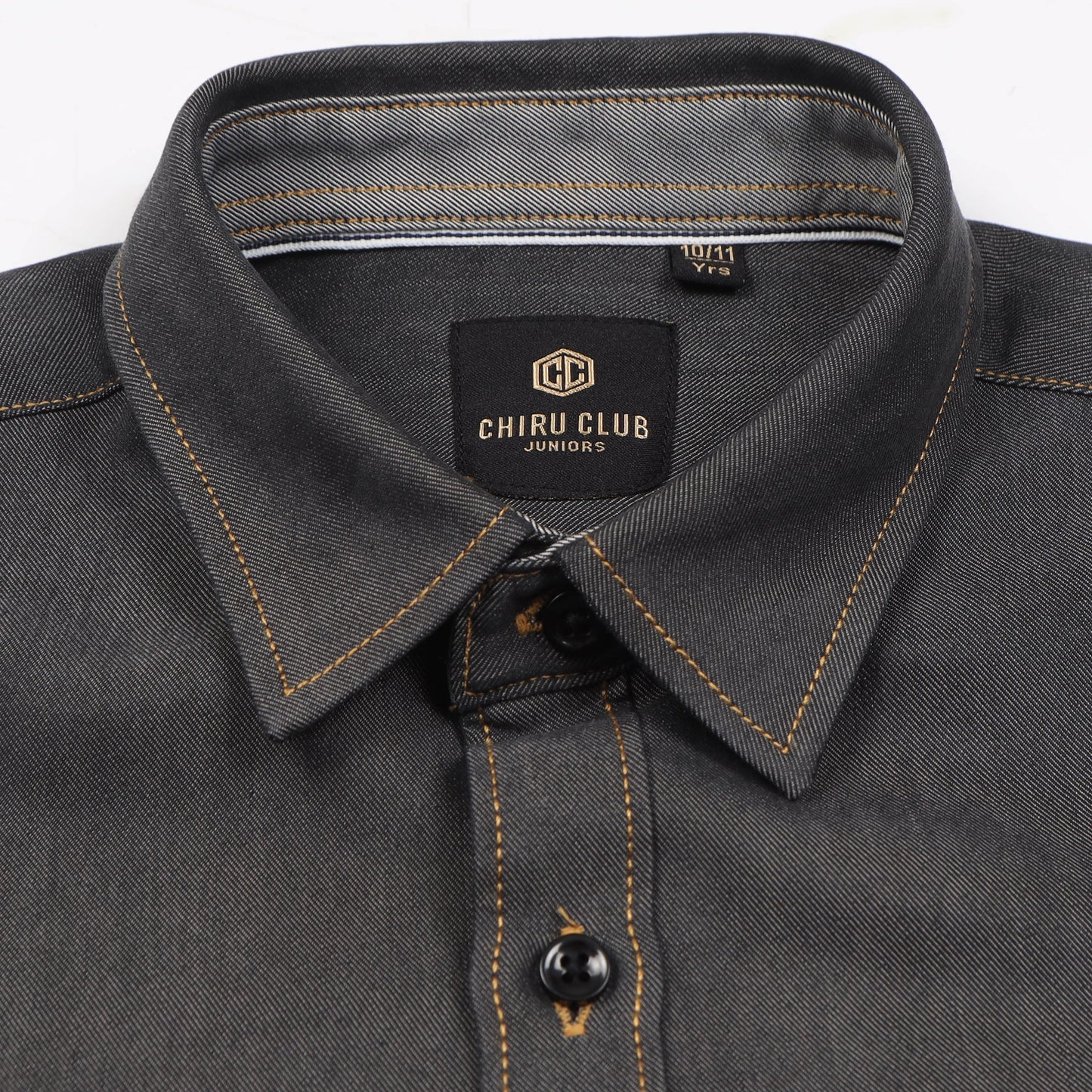 Shine Blue Denim Lycra Shirt For Boys