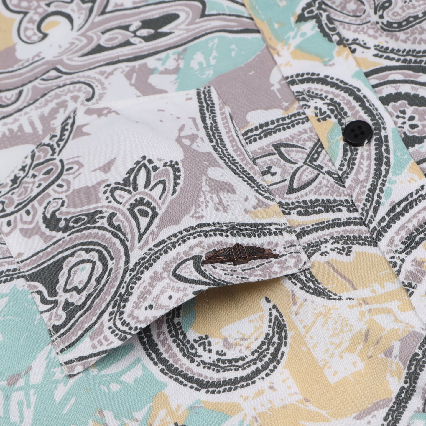 Aqua Grey Digital Printed Rayon Shirt For Boys