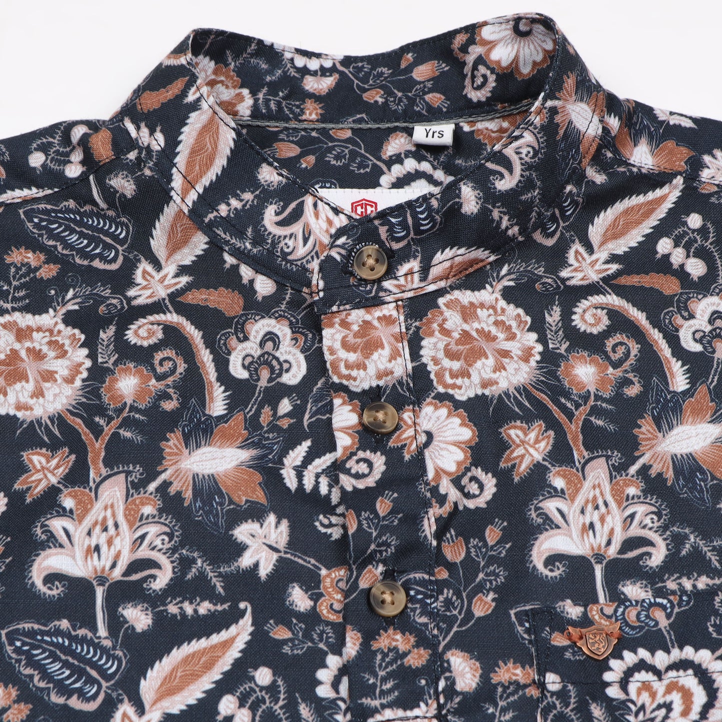 Navy Blue Digital Printed Rayon Shirt For Boys