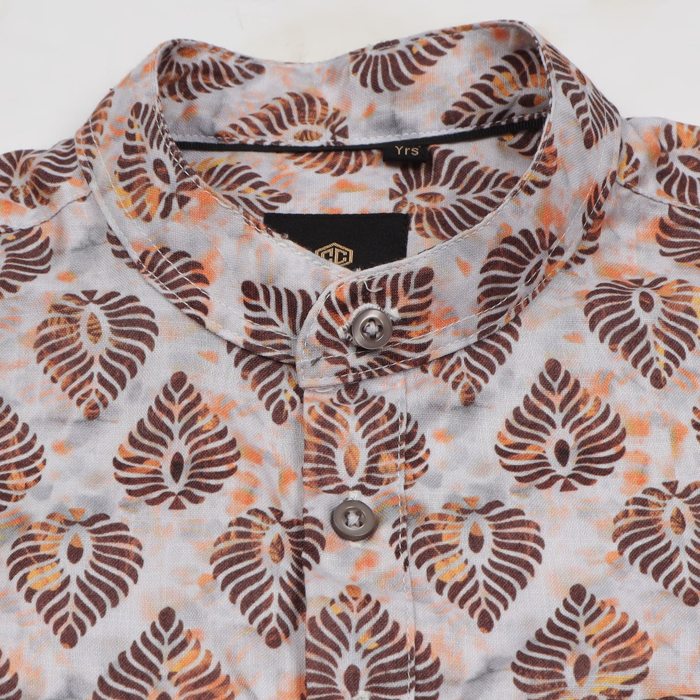 White Brown Rayon Digital Printed Shirt For Boys