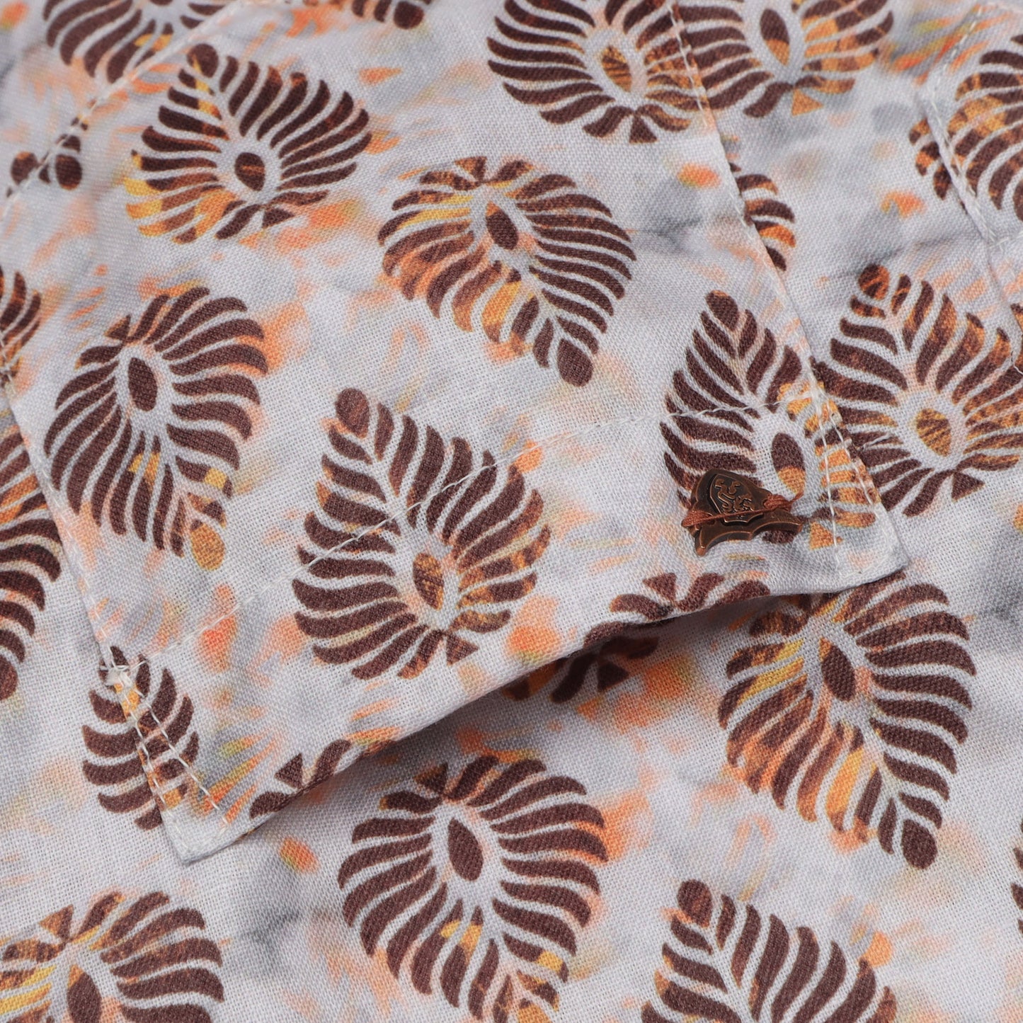 White Brown Rayon Digital Printed Shirt For Boys
