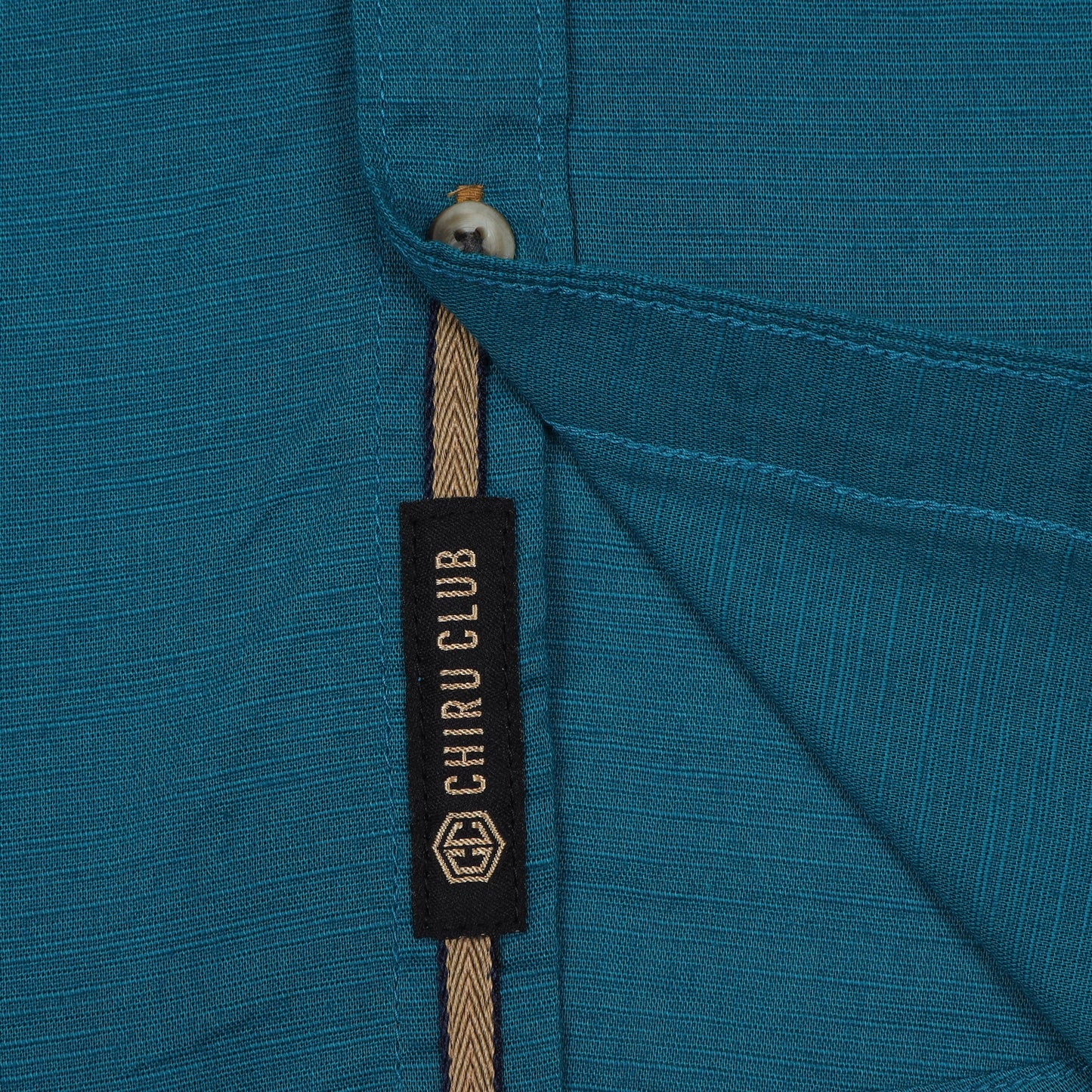 Teal Blue Cotton Linen Solid Shirt For Boys