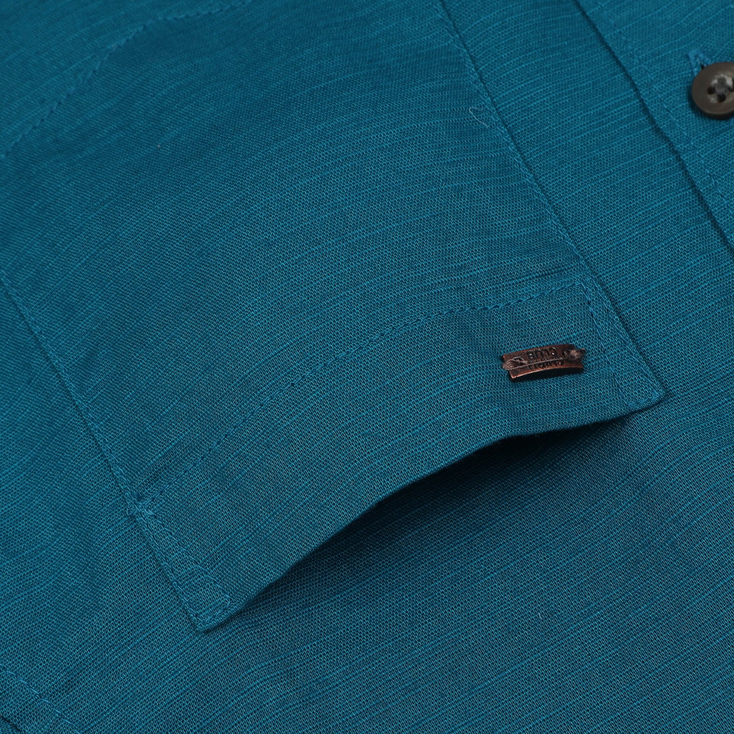Teal Blue Cotton Linen Solid Shirt For Boys