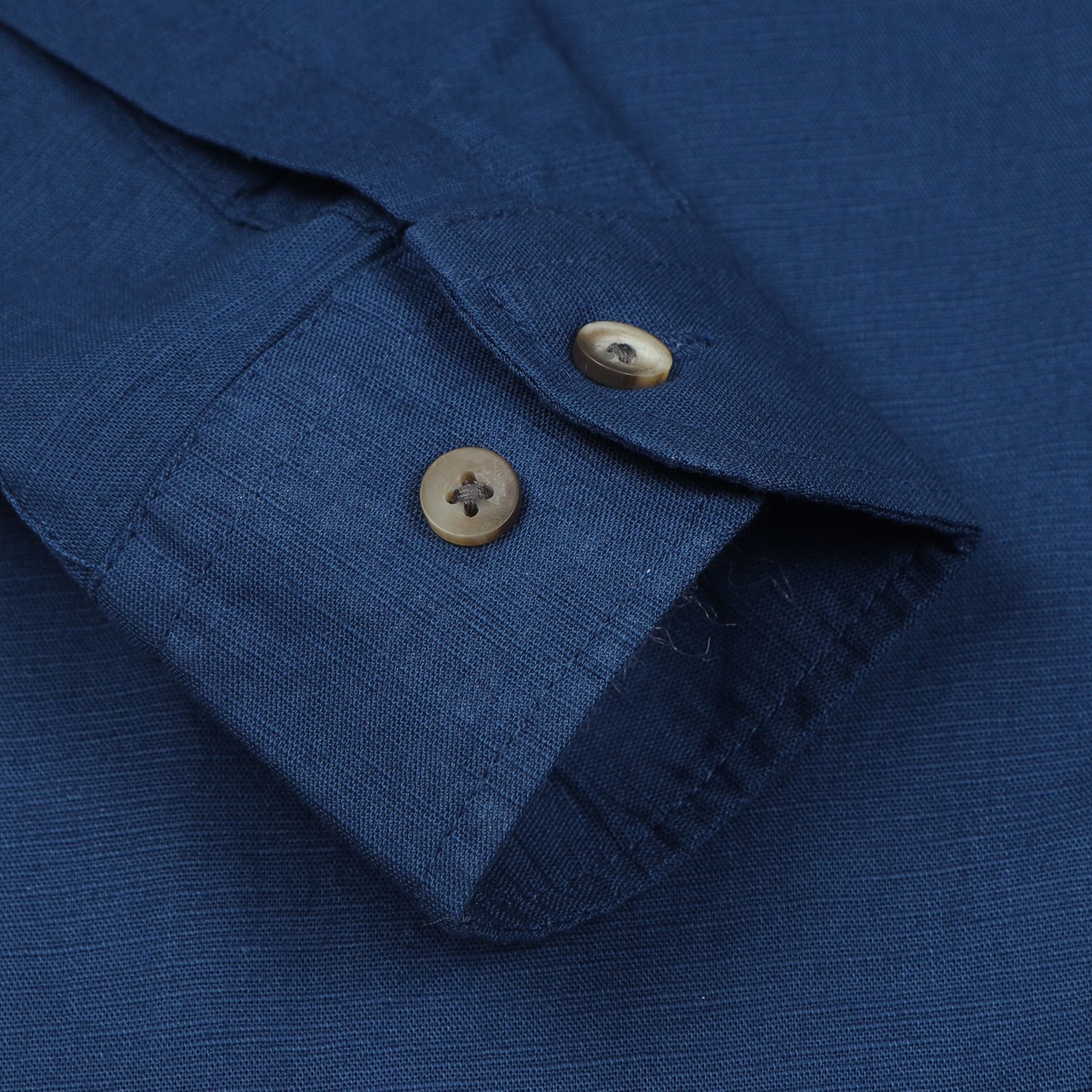 Royal Blue Cotton Linen Solid Shirt For Boys