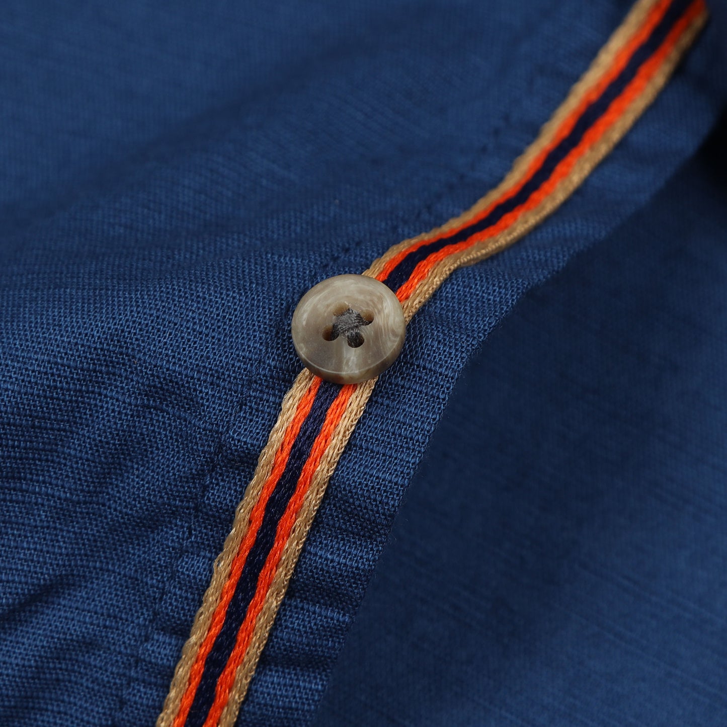 Royal Blue Cotton Linen Solid Shirt For Boys