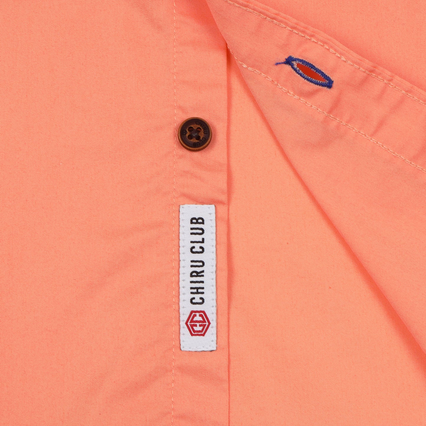 Orange Poplin Lycra Solid Shirt For Boys