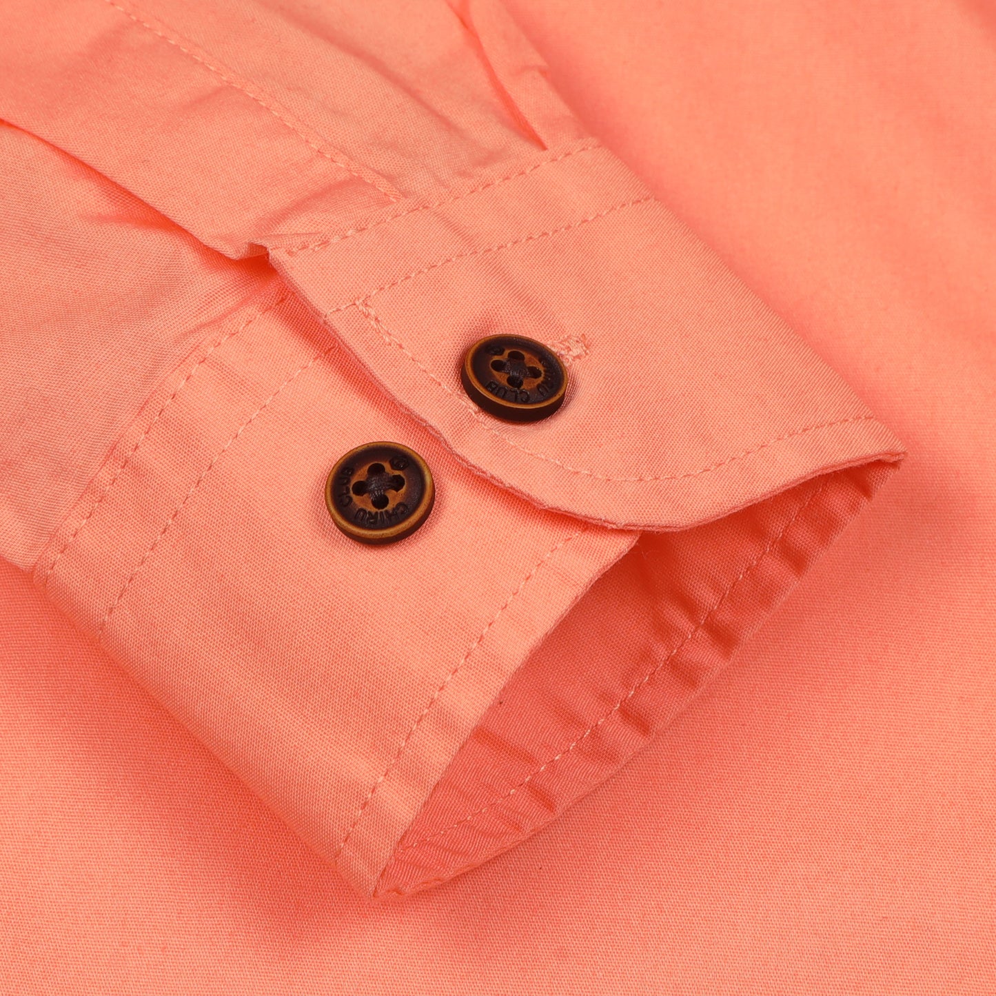 Orange Poplin Lycra Solid Shirt For Boys