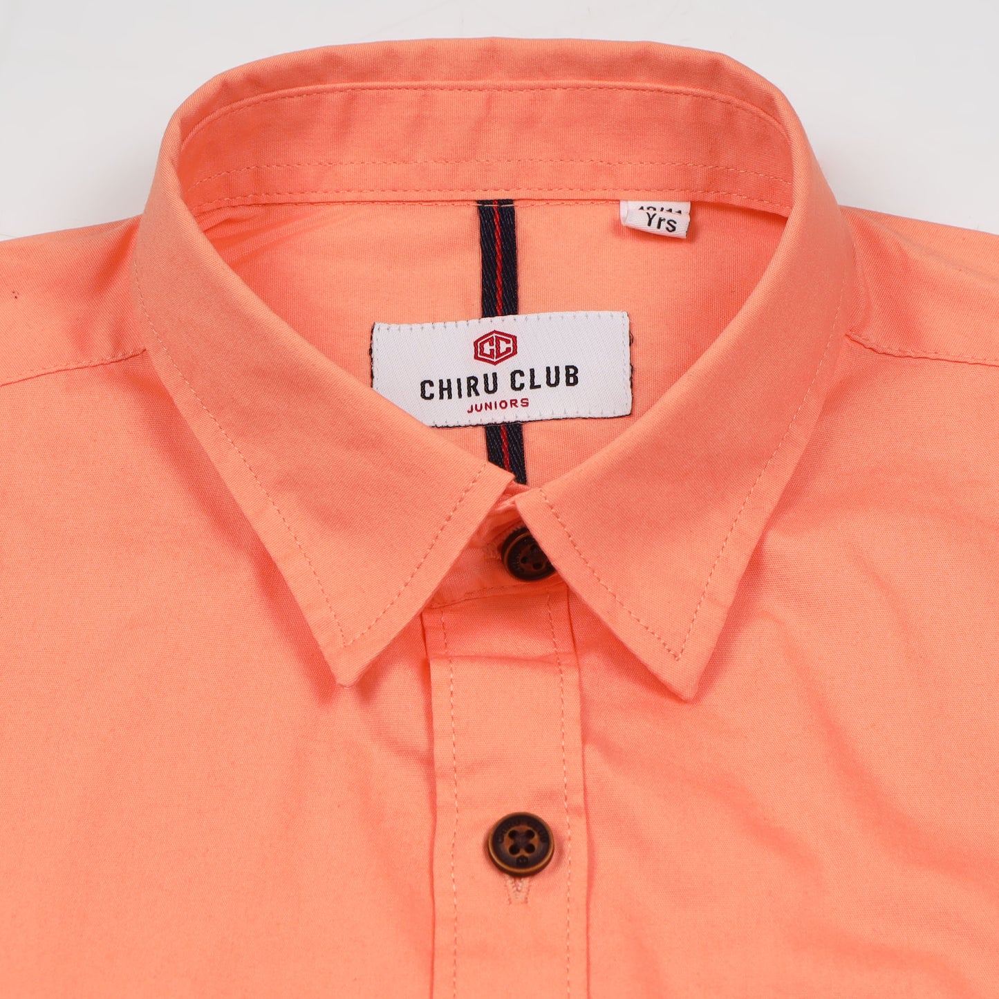 Orange Poplin Lycra Solid Shirt For Boys