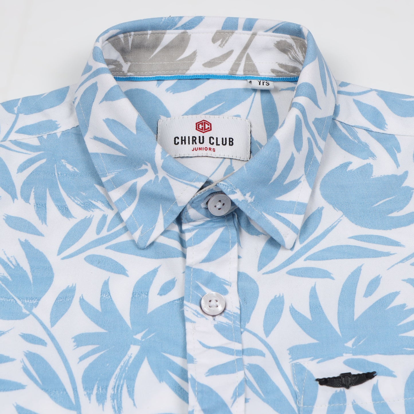 Aqua Blue Printed Rayon Shirt For Boys