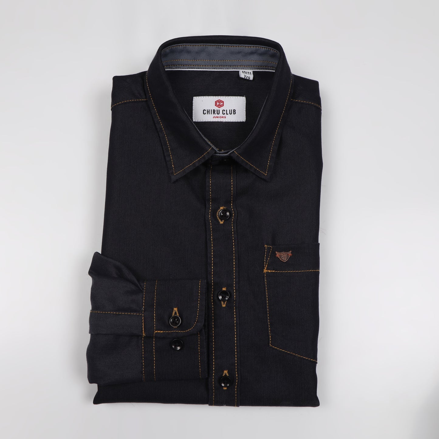 Navy Blue Denim Lycra Shirt for Boys