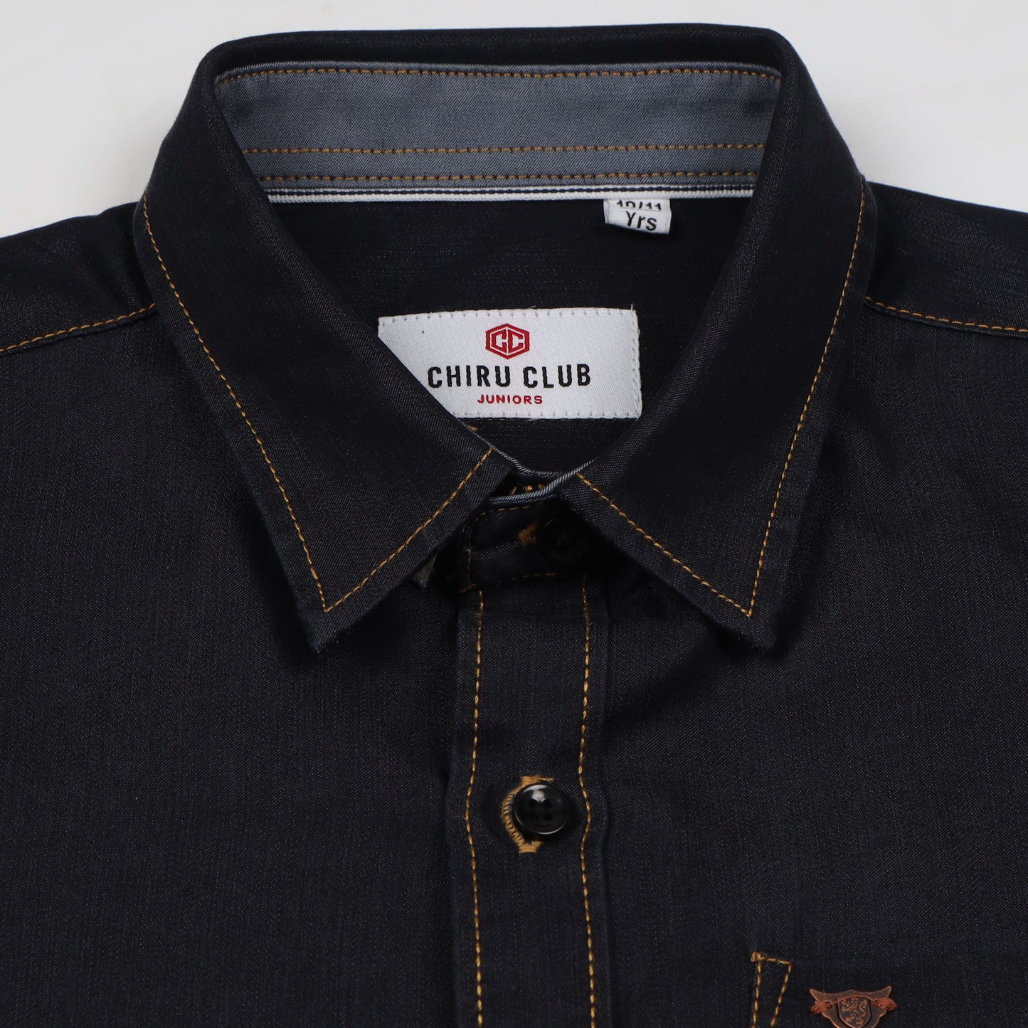Navy Blue Denim Lycra Shirt for Boys