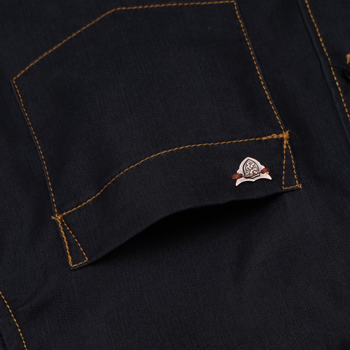 Navy Blue Denim Lycra Shirt For Boys