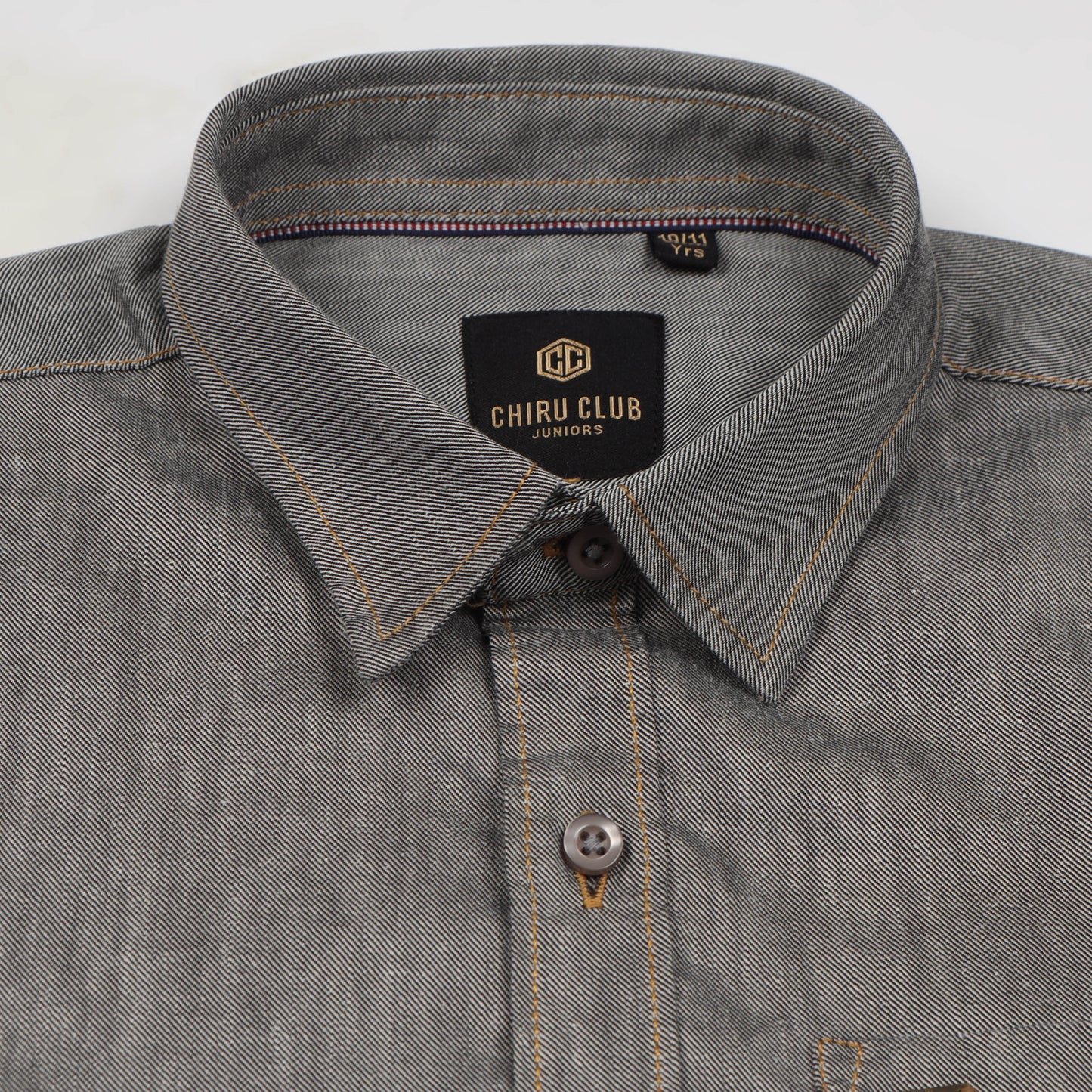 Ash Grey Denim Lycra Shirt for Boys