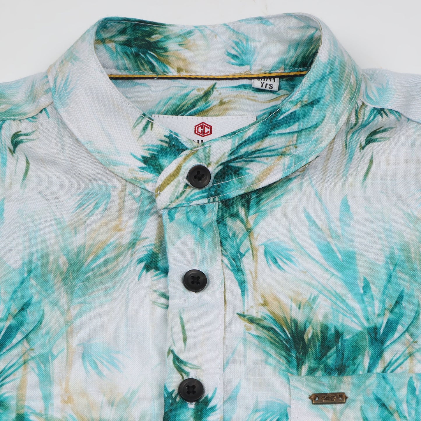Sia Green Colour Poplin Lycra Printed Shirt for Boys