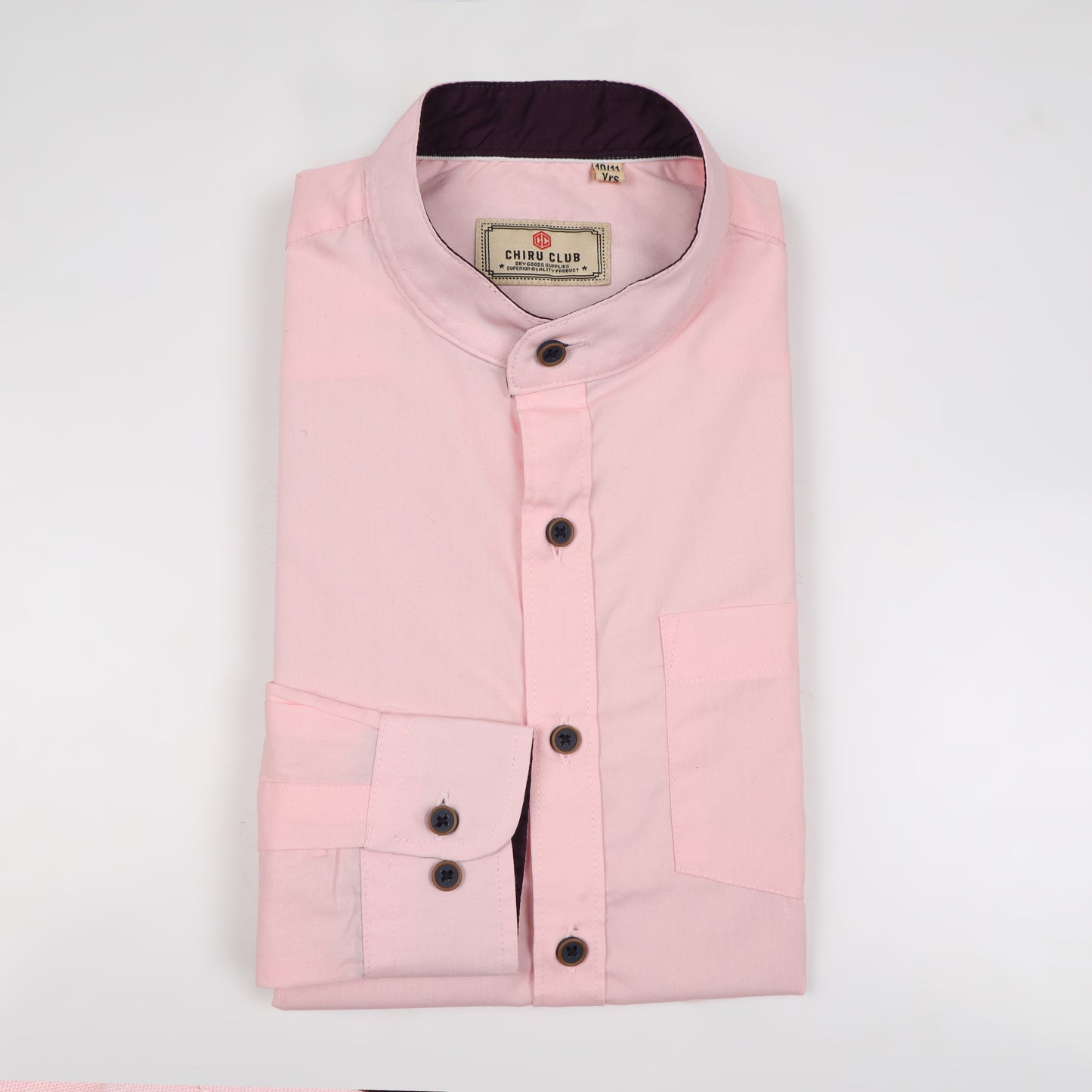 Pink Cotton Lycra Solid Shirt for Boys