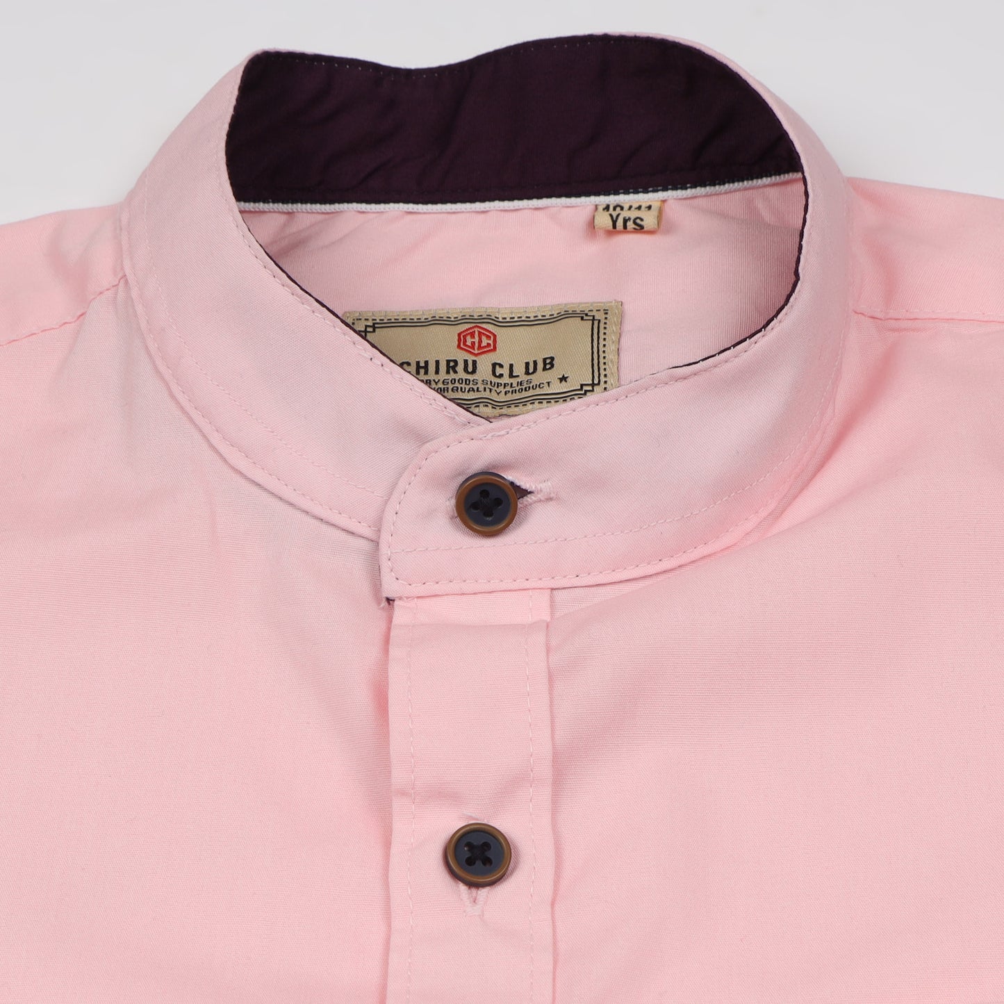 Pink Cotton Lycra Solid Shirt for Boys
