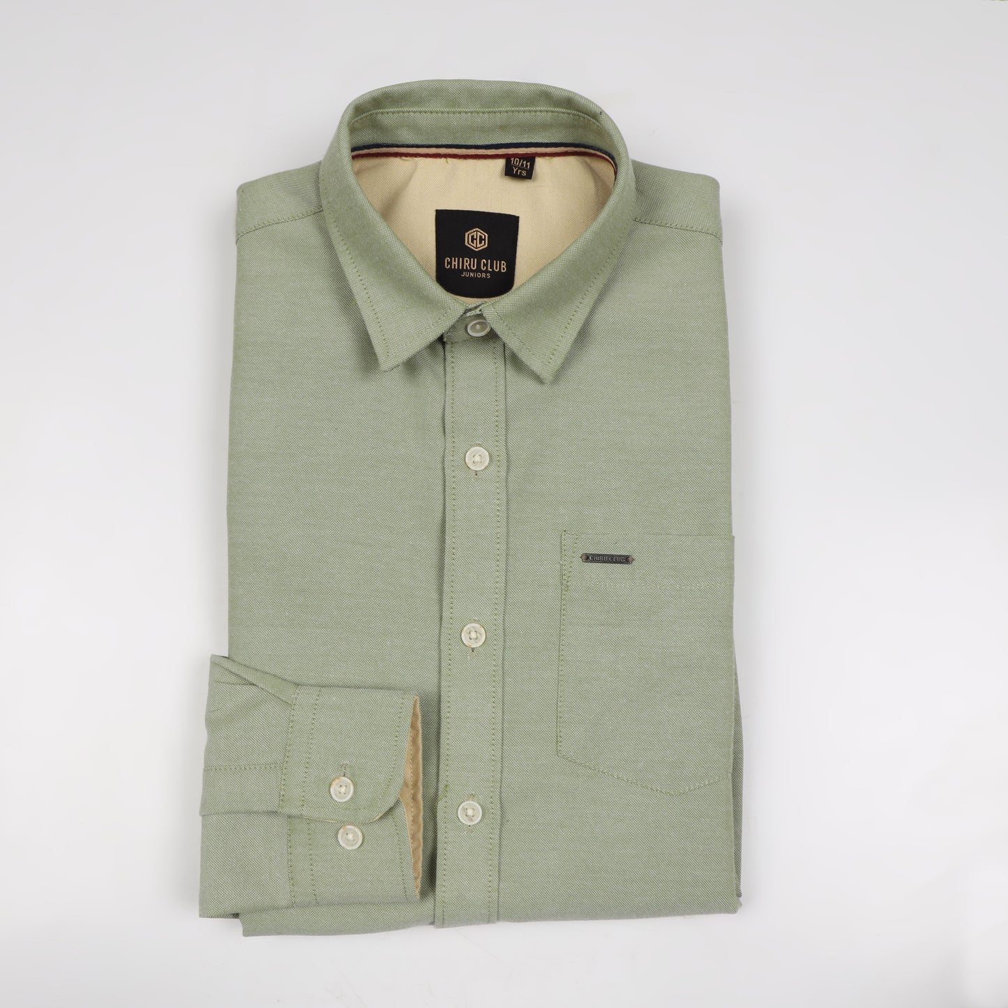 Pista Green Yarn Dyed Oxford Shirt for Boys