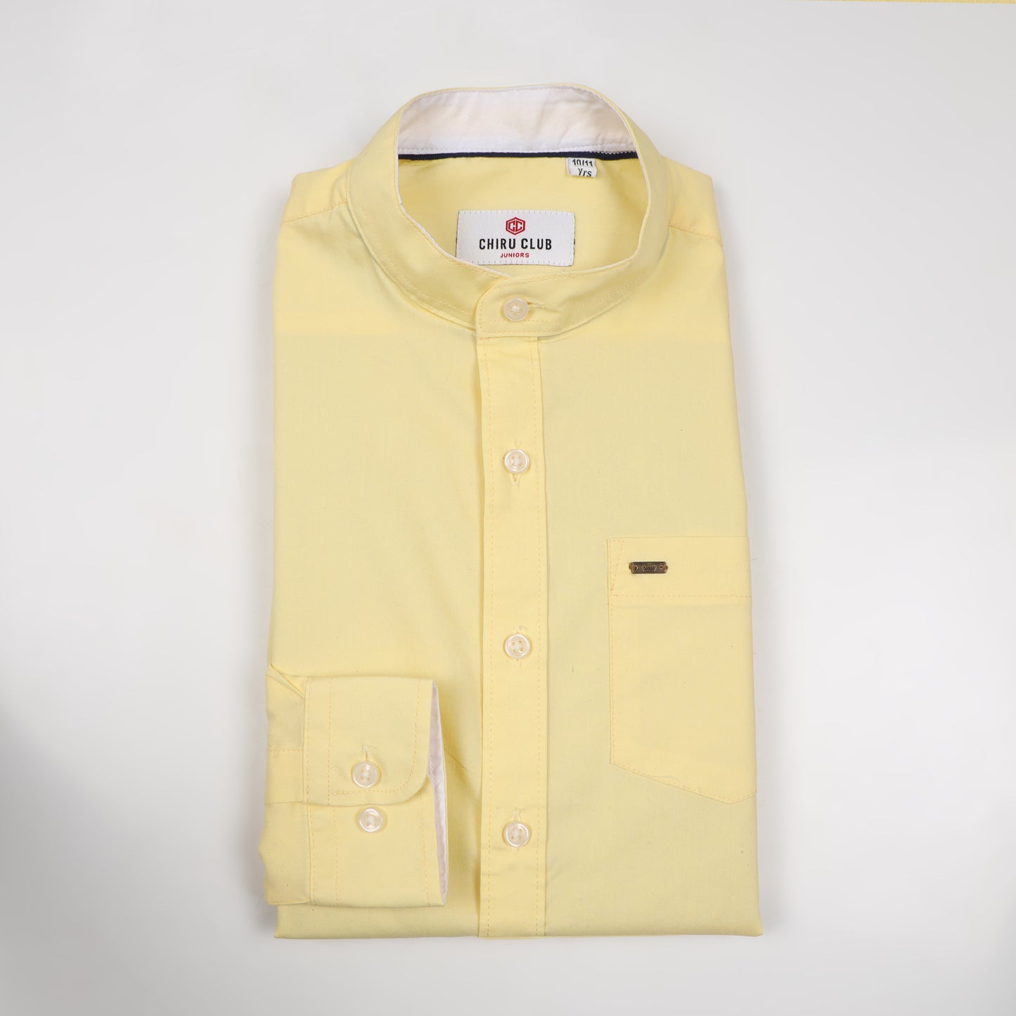 Yellow Poplin Lycra Solid Shirt for Boys