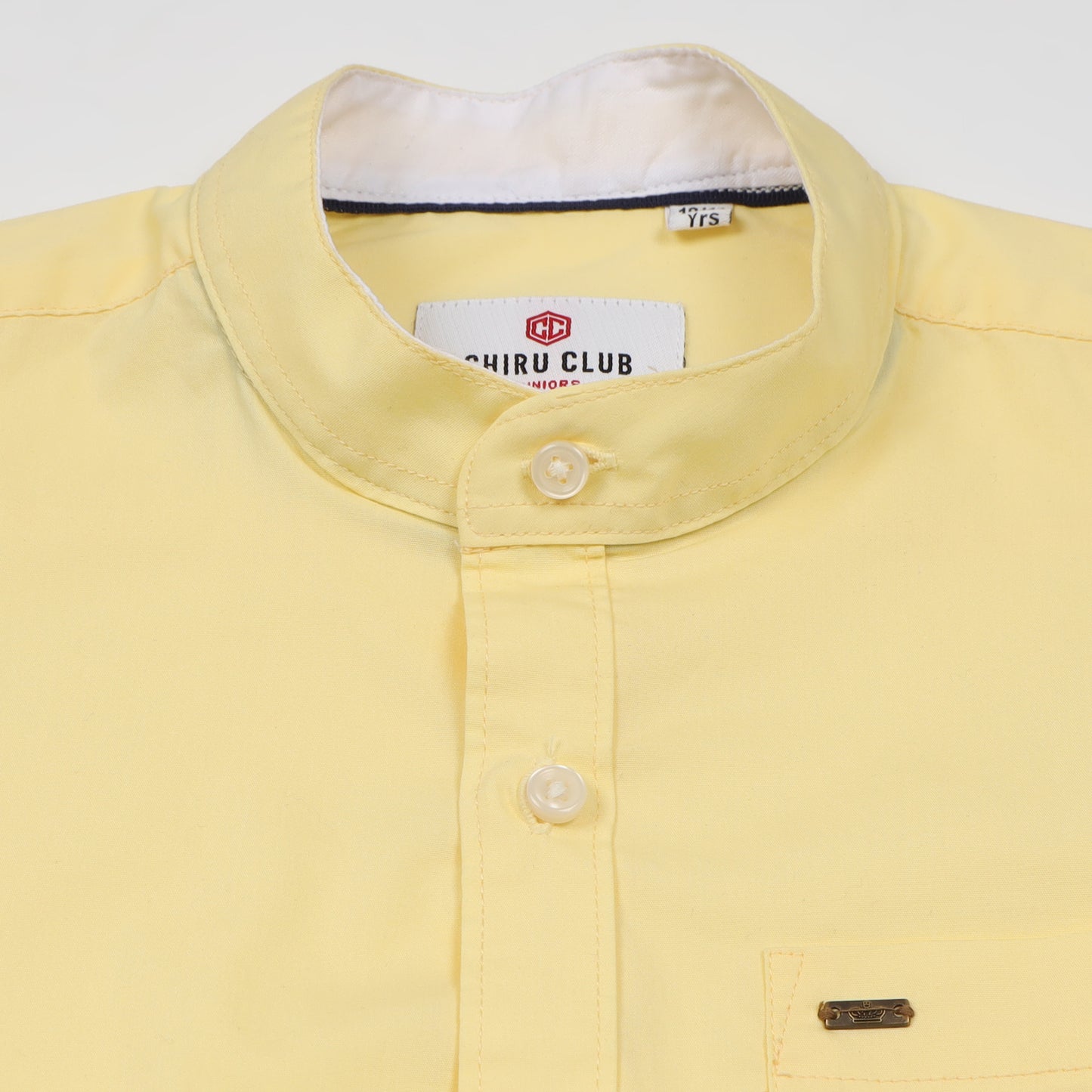 Yellow Poplin Lycra Solid Shirt for Boys