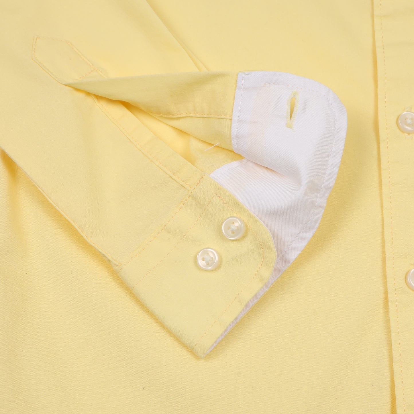 Yellow Poplin Lycra Solid Shirt for Boys