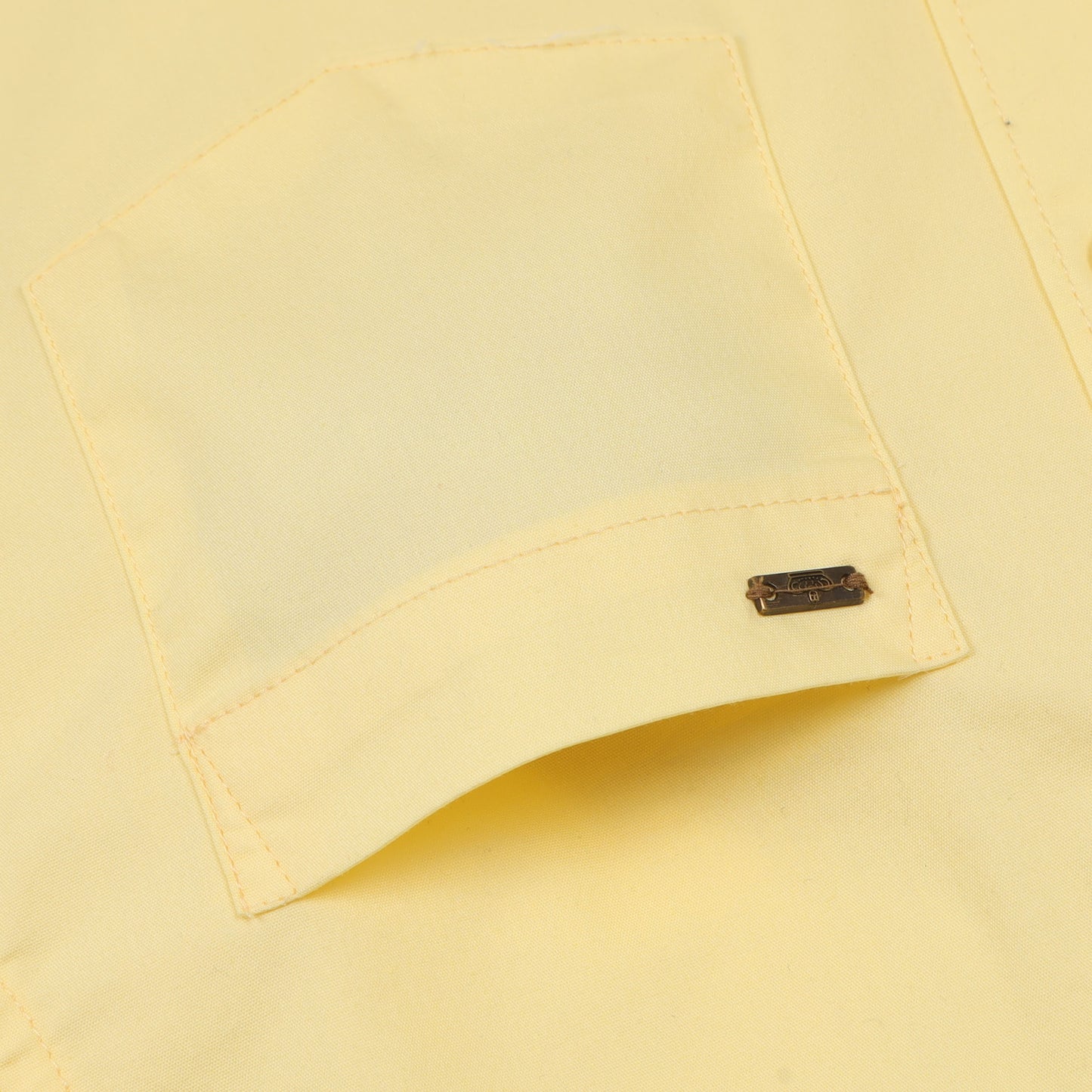 Yellow Poplin Lycra Solid Shirt for Boys