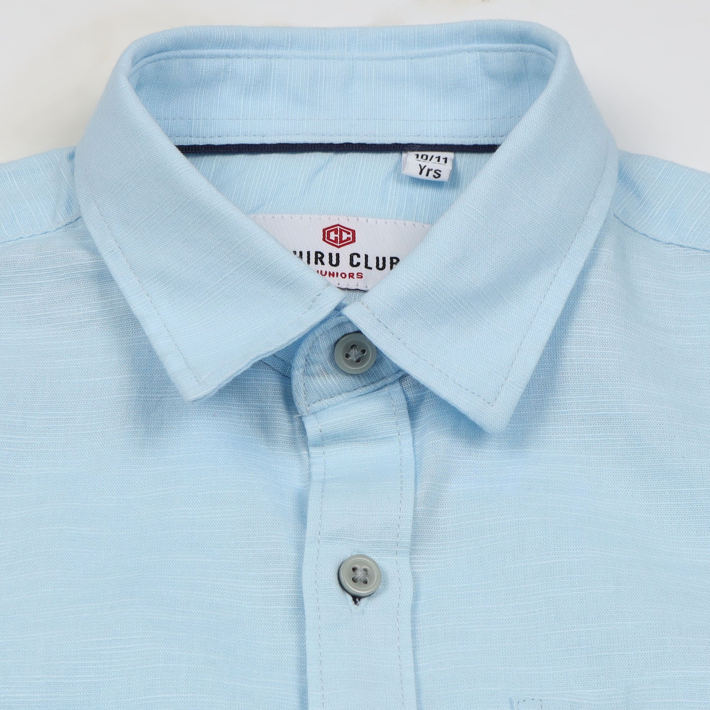 Sky Blue Cotton Linen Solid Shirt for Boys