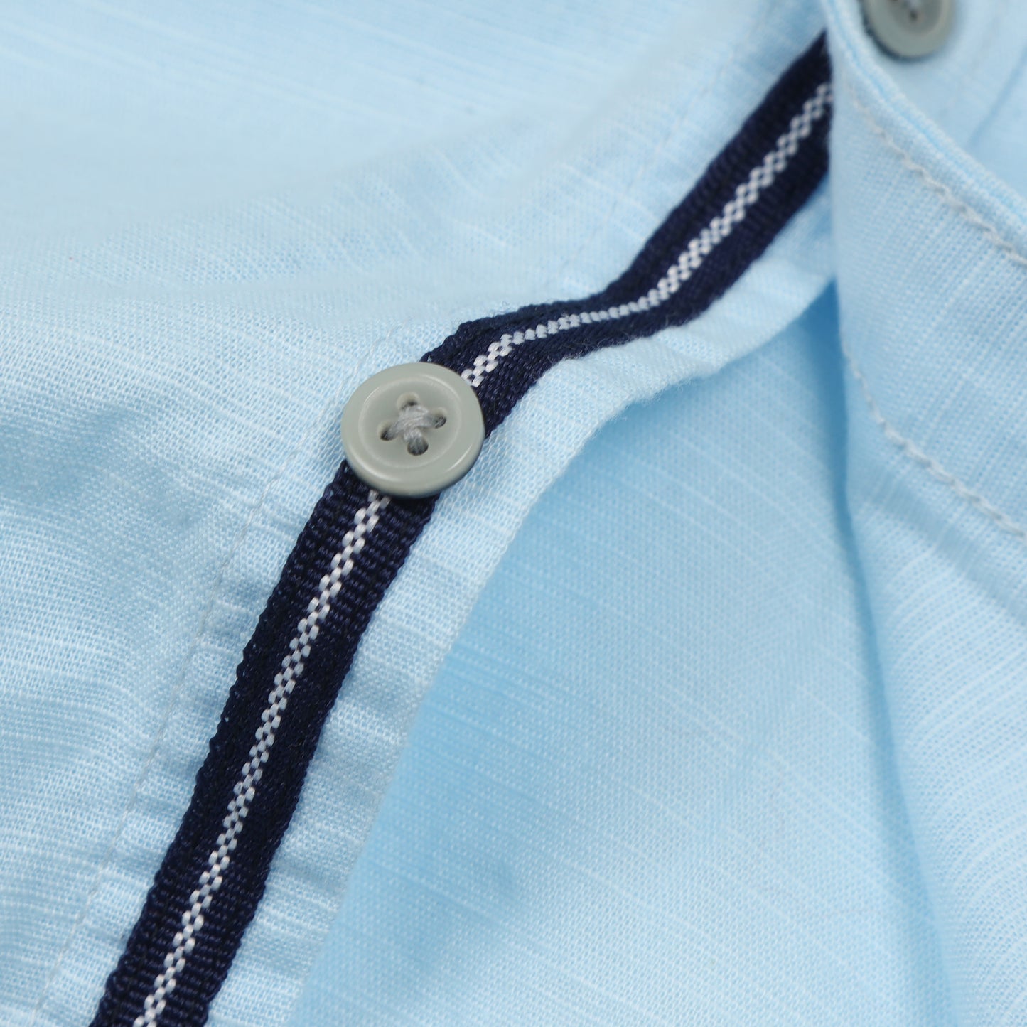 Sky Blue Cotton Linen Solid Shirt for Boys