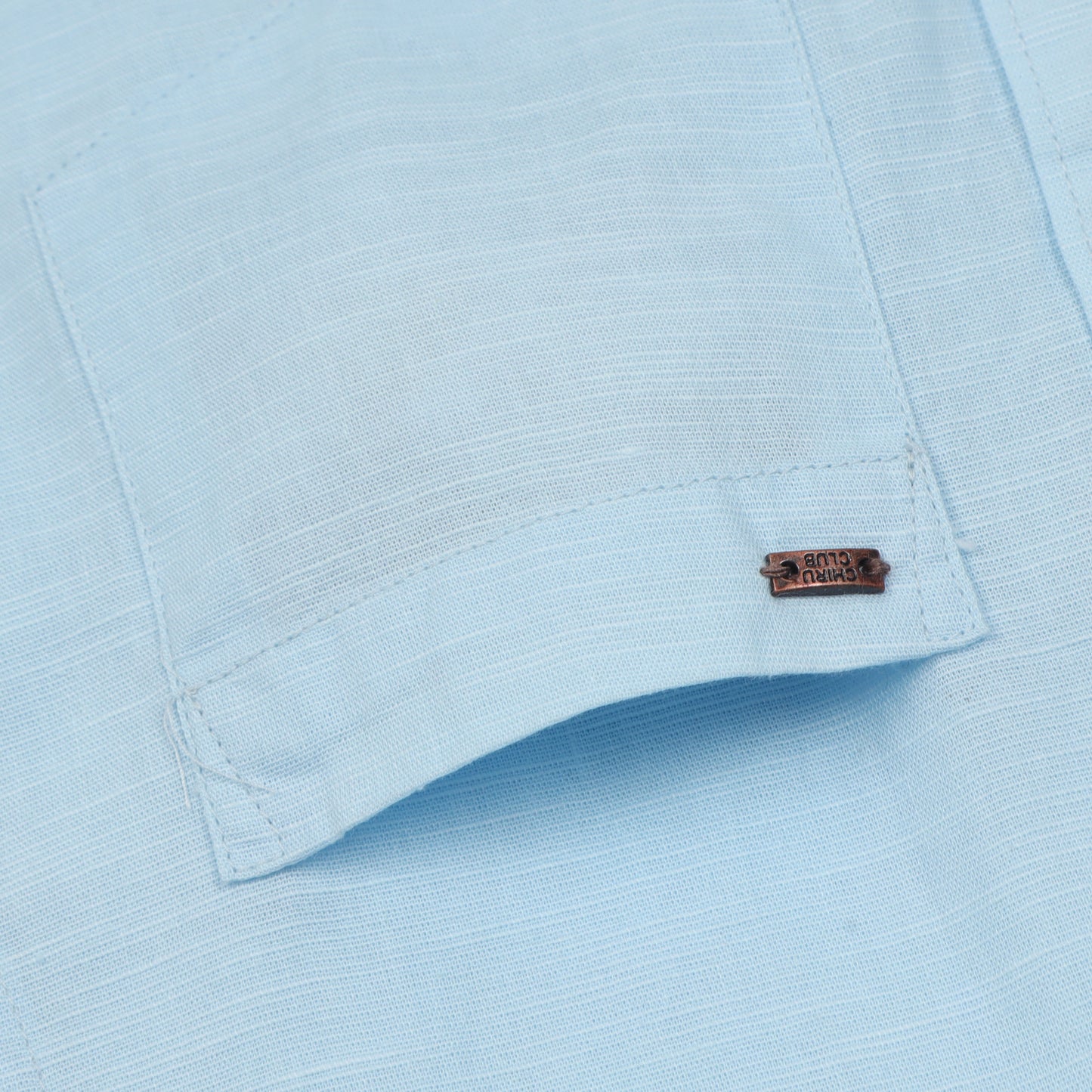 Sky Blue Cotton Linen Solid Shirt for Boys