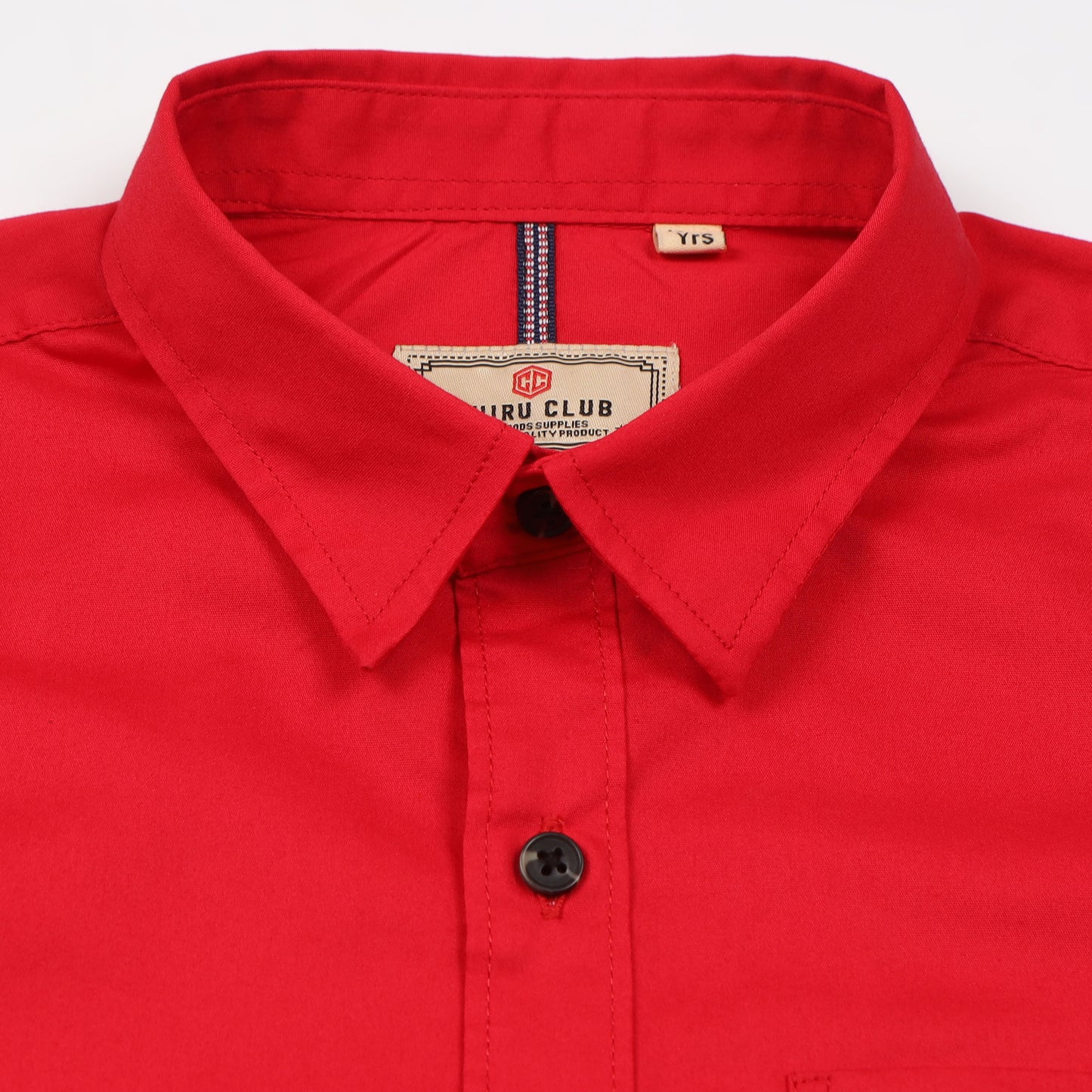 Red Poplin Lycra Solid Shirt for Boys
