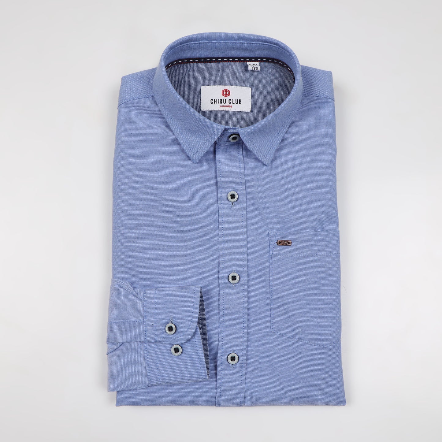 Sky Blue Yarn Dyed Oxford Solid Shirt for Boys