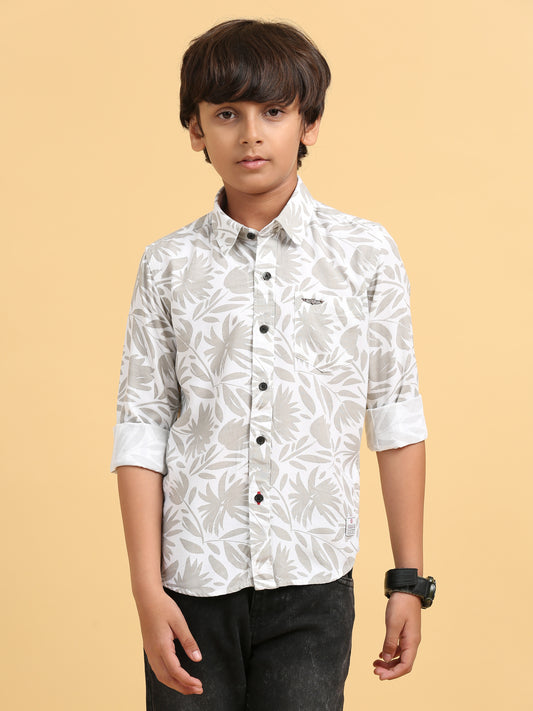 Ash Brown Rayon Printed Shirt