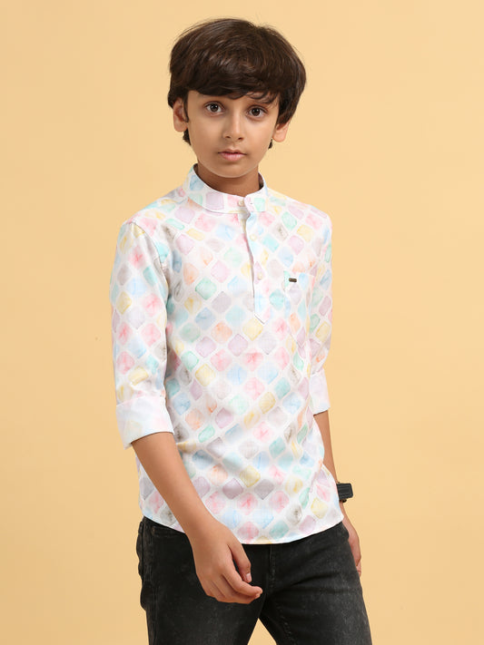 Pastel Multi Color Rayon Digital Printed Short Kurta