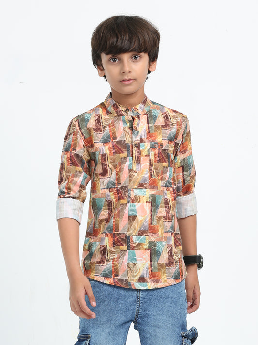 Multi Colour Rayon Digital Printed  Short Kurta
