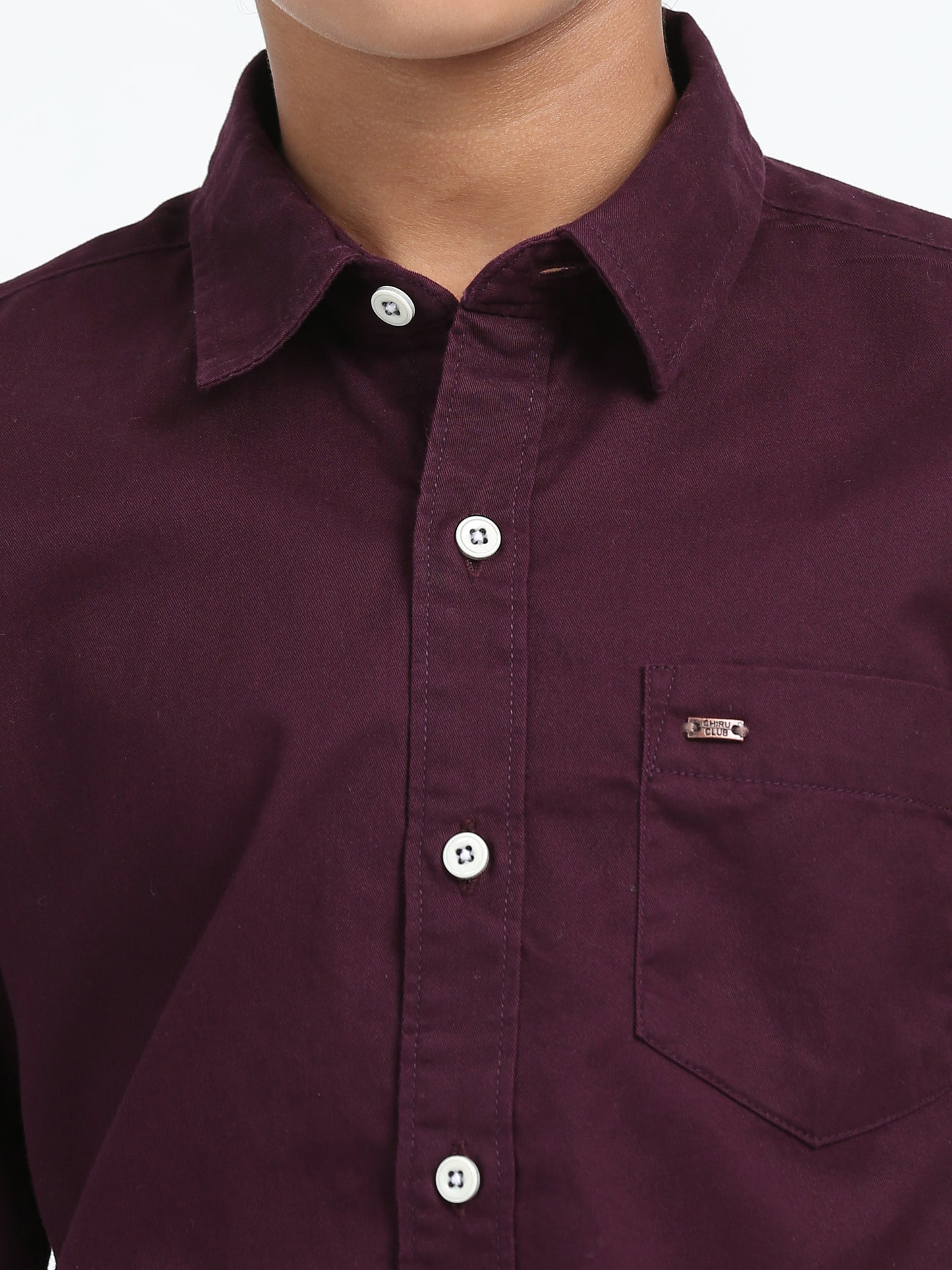 Wine Twill Leather Finish Shirt