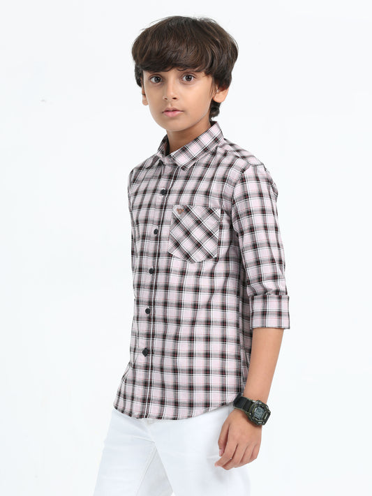 Peach Oxford Checks Shirt